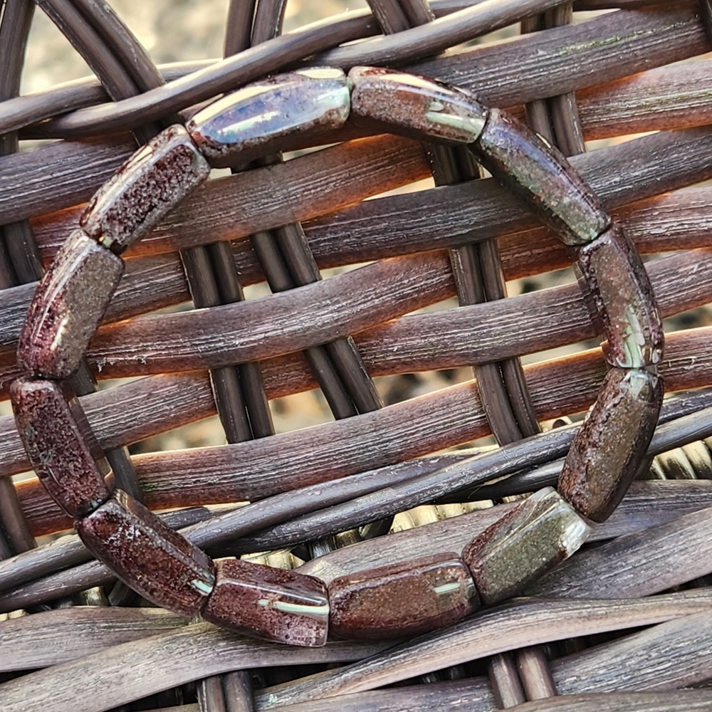 Colorful Quartz bracelet natural stone rectangular shape AKA Garden Quartz